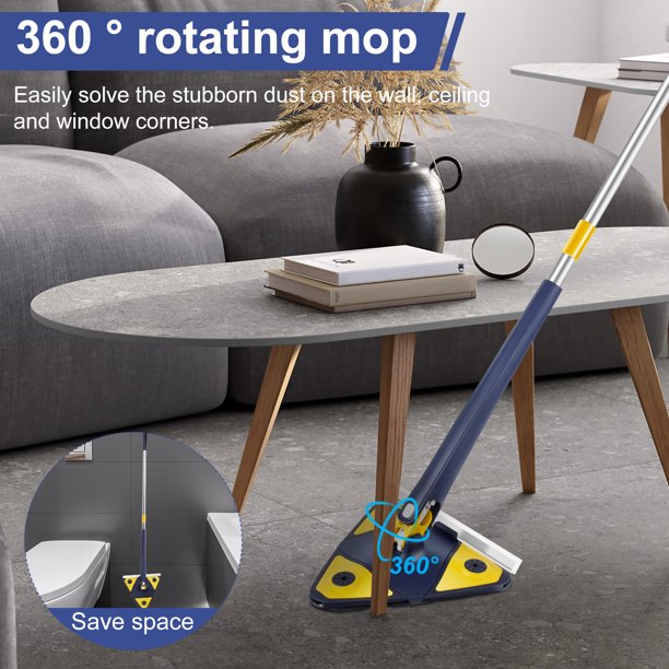 Vadrouille De Nettoyage Triangulaire Avec Essorage Automatique Rotative à  360 Degrés pour Nettoyer le Verre, Sol Murs et Plafond